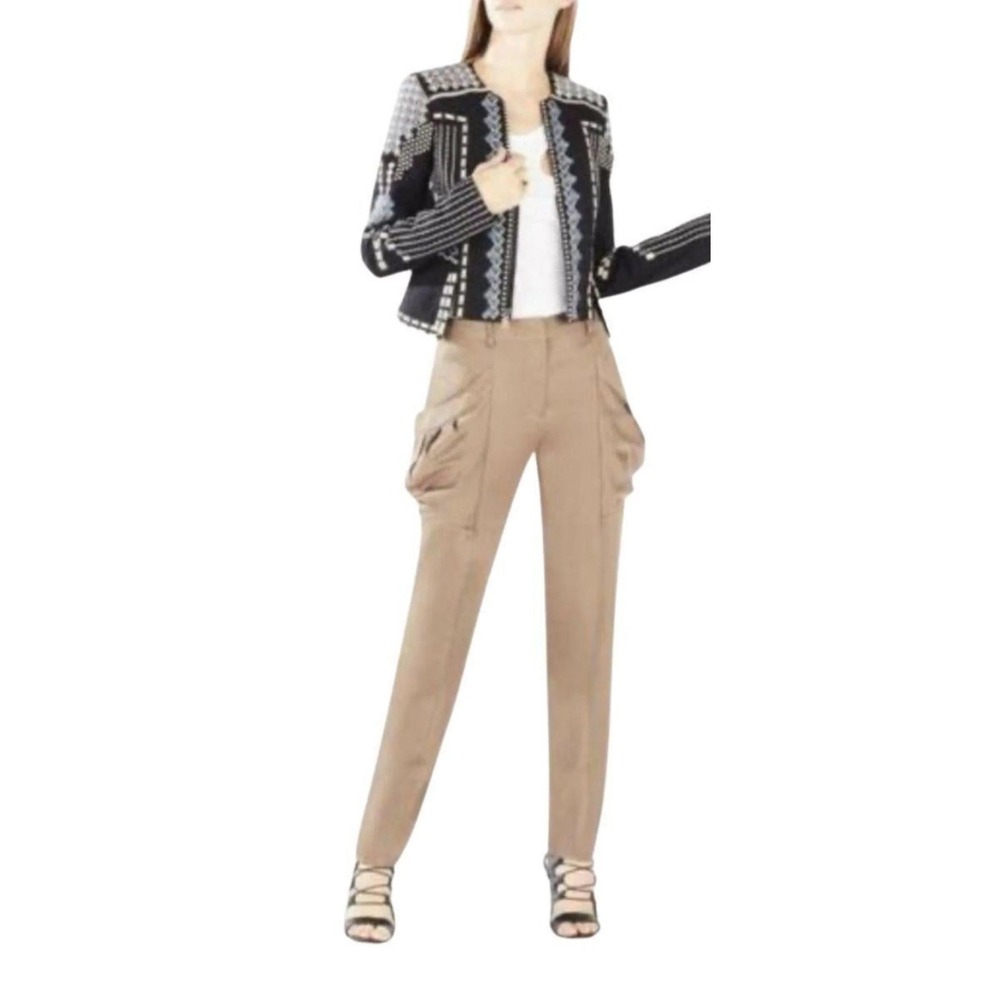 BCBGMAXAZRIA KEITH DRAPED POCKET SATIN TAILORED PANTS‎ LIGHT JAVA EUC SIZE 4